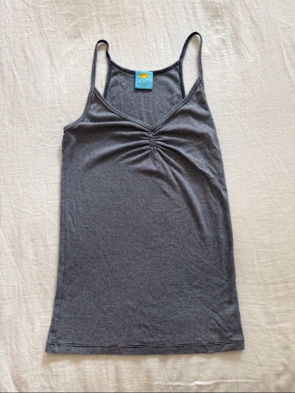 C&C California Charcoal Grey Ruched V-Neck Camisole
